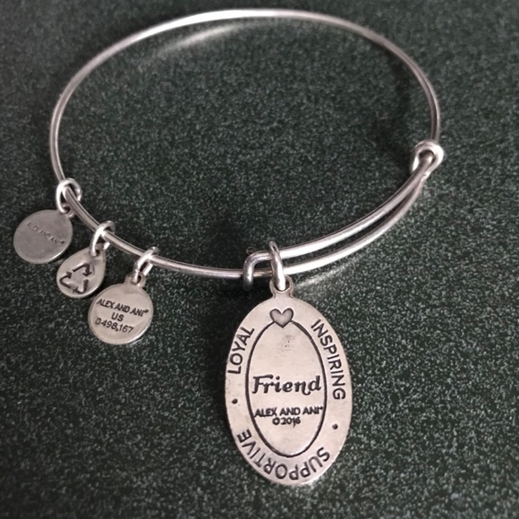 Alex And Ani Expandable Wire Bangle Bracelet Friend Charm 2016 - Picture 9 of 16